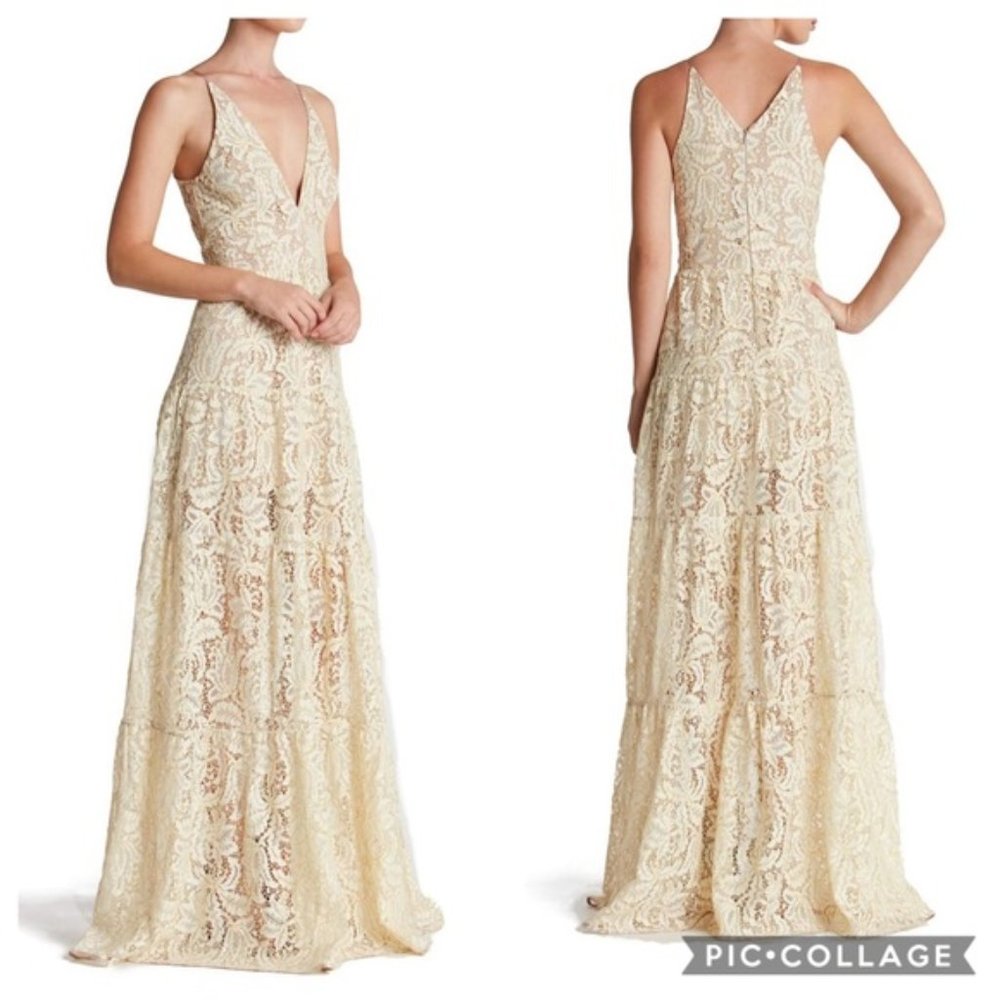 Dress The Population White Beige Melina Dress Sm